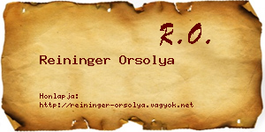 Reininger Orsolya névjegykártya
